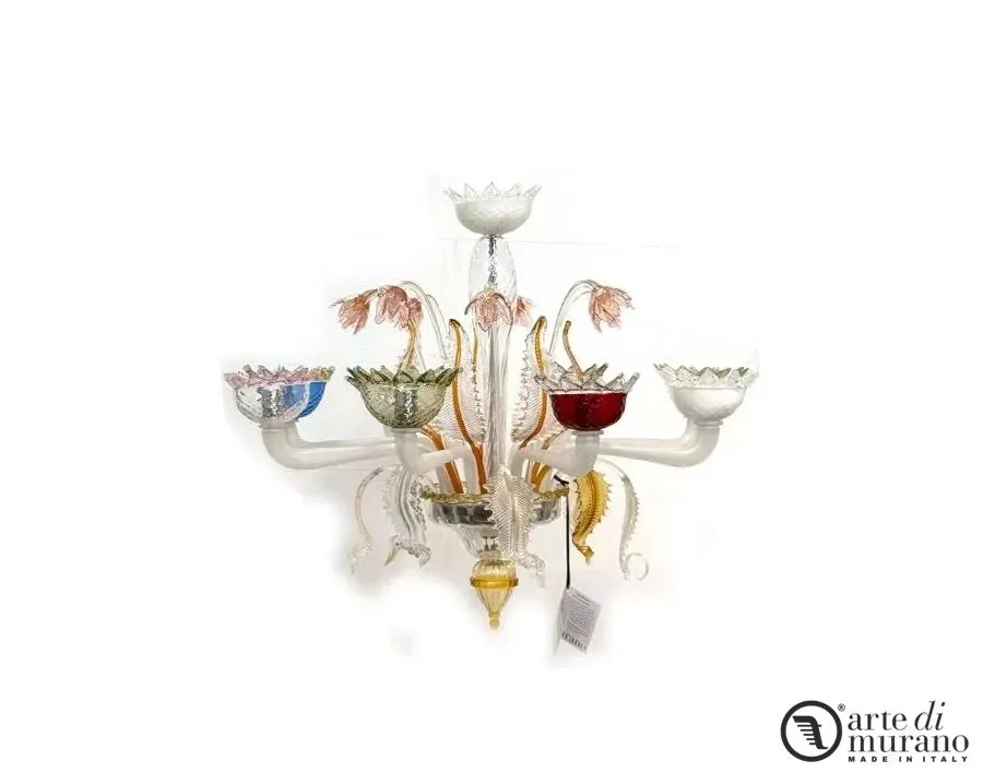 obrazek 1 Stylowy żyrandol na 8 żarówek wykonany ze szkła Murano