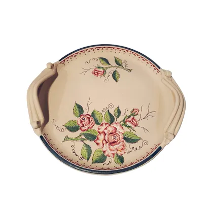 Picture A stylish Italian ceramic platter decorated with a rose motif