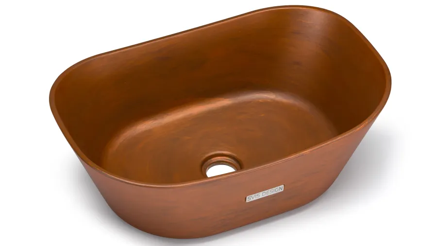 obrazek 2 Wyjątkowa umywalka 50 cm LIBRA BASIC – AGED METAL, miedziany i brązowy, lakier matowy