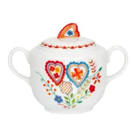 Zdjęcie Porcelanowa cukiernica Vila Verde z ozdobnym motywem nawiązującym do walentynkowych chusteczek Vila Verde - Vista Alegre