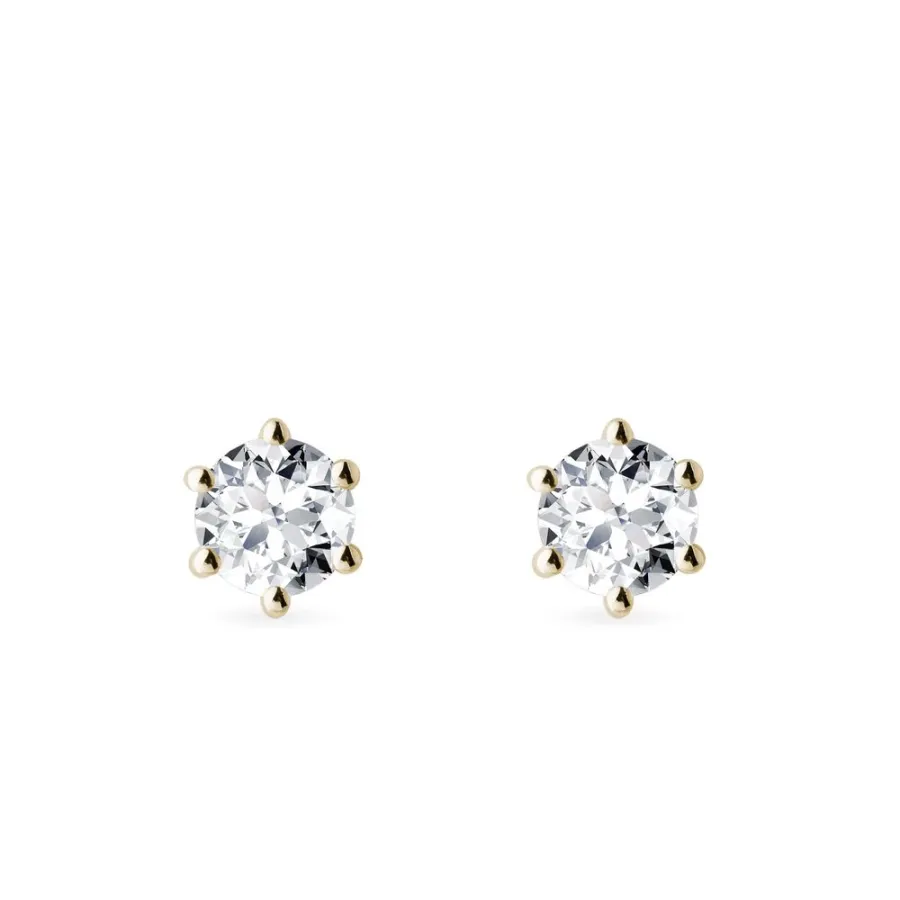 obrazek 1 Diamentowe kolczyki o średnicy 4 mm w żółtym złocie KLENOTA