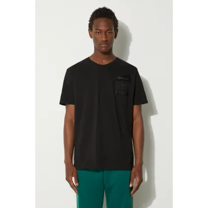 Zdjęcie Alpha Industries t-shirt bawełniany męski kolor czarny gładki 136500.03-CZARNY