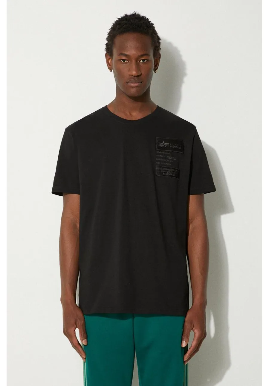 obrazek 1 Alpha Industries t-shirt bawełniany męski kolor czarny gładki 136500.03-CZARNY