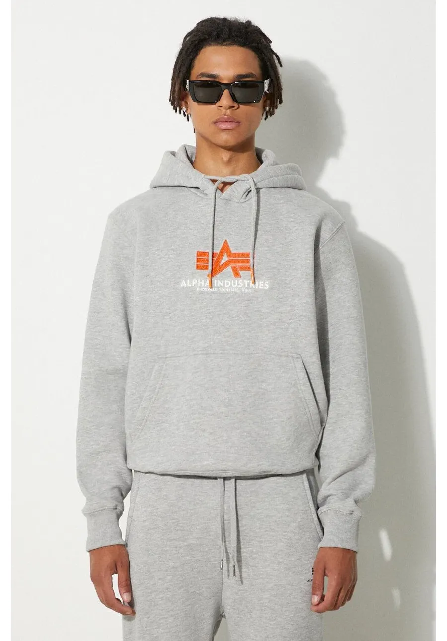 obrazek 1 Alpha Industries bluza męska kolor szary z kapturem z nadrukiem