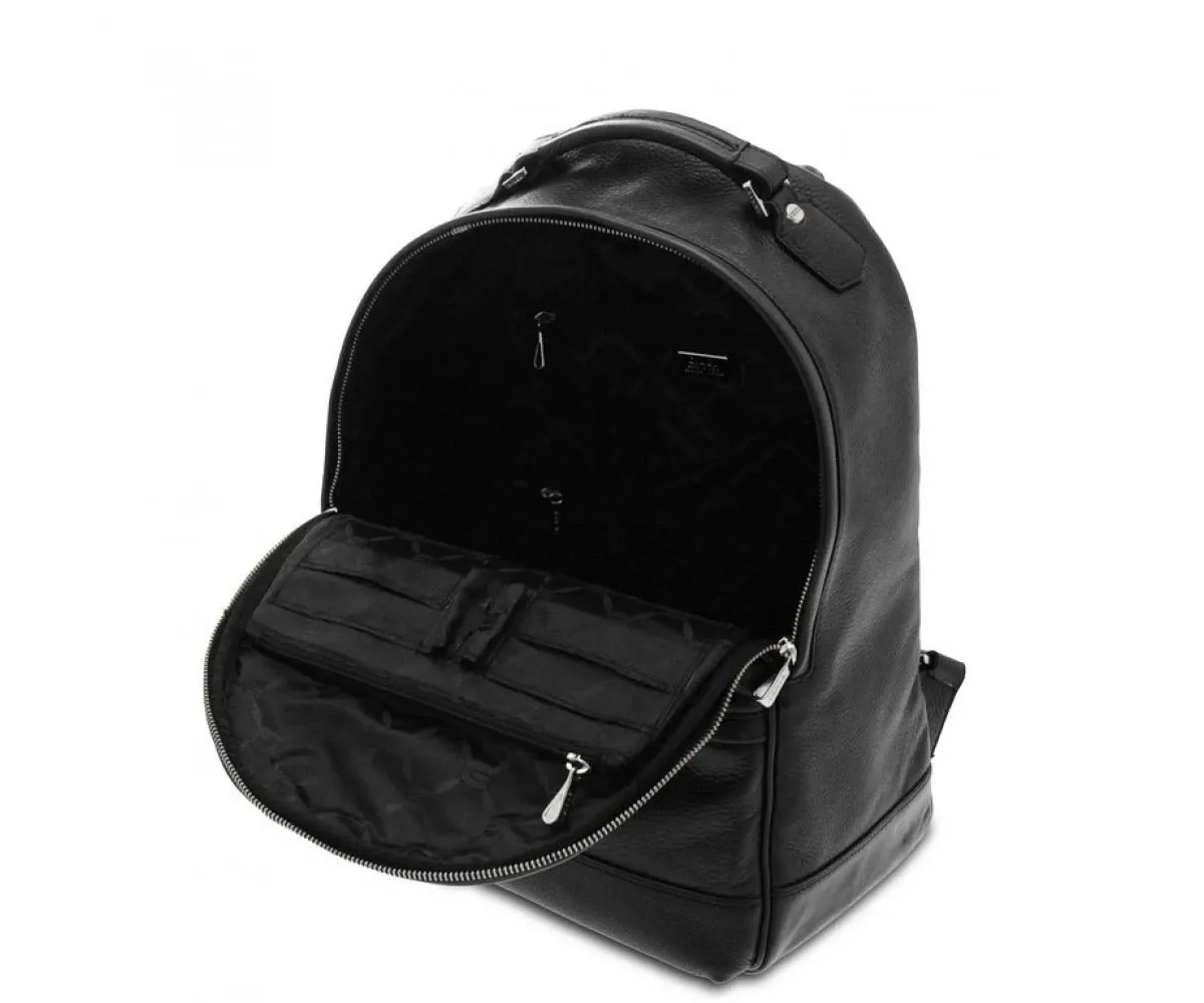 GIUDI Genuine Leather Backpack Black Made in Italy Laptop Travel Work Bag Giudi Black Genuine Italian Leather Backpack Compact Top  main image 4