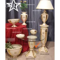 Zdjęcie Elegancki okrągły ceramiczny stół ze szklanym blatem