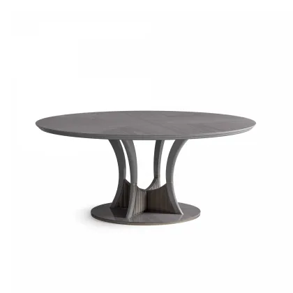 Zdjęcie Oryginalny okrągły stół jadalniany z drewnianym blatem i lakierowaną podstawą