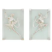 Zdjęcie Para kinkietów w stylu art deco - srebrne figurki tancerek