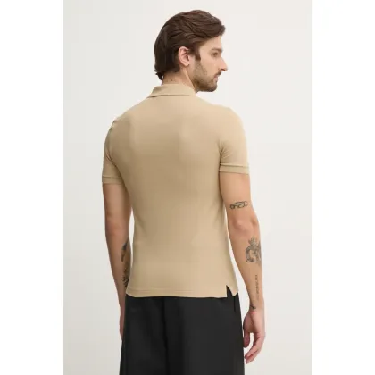 Zdjęcie Lacoste polo bawełniane Koszulka Lacoste Pique Polo Shirt PH4012 02S kolor beżowy gładki PH4012