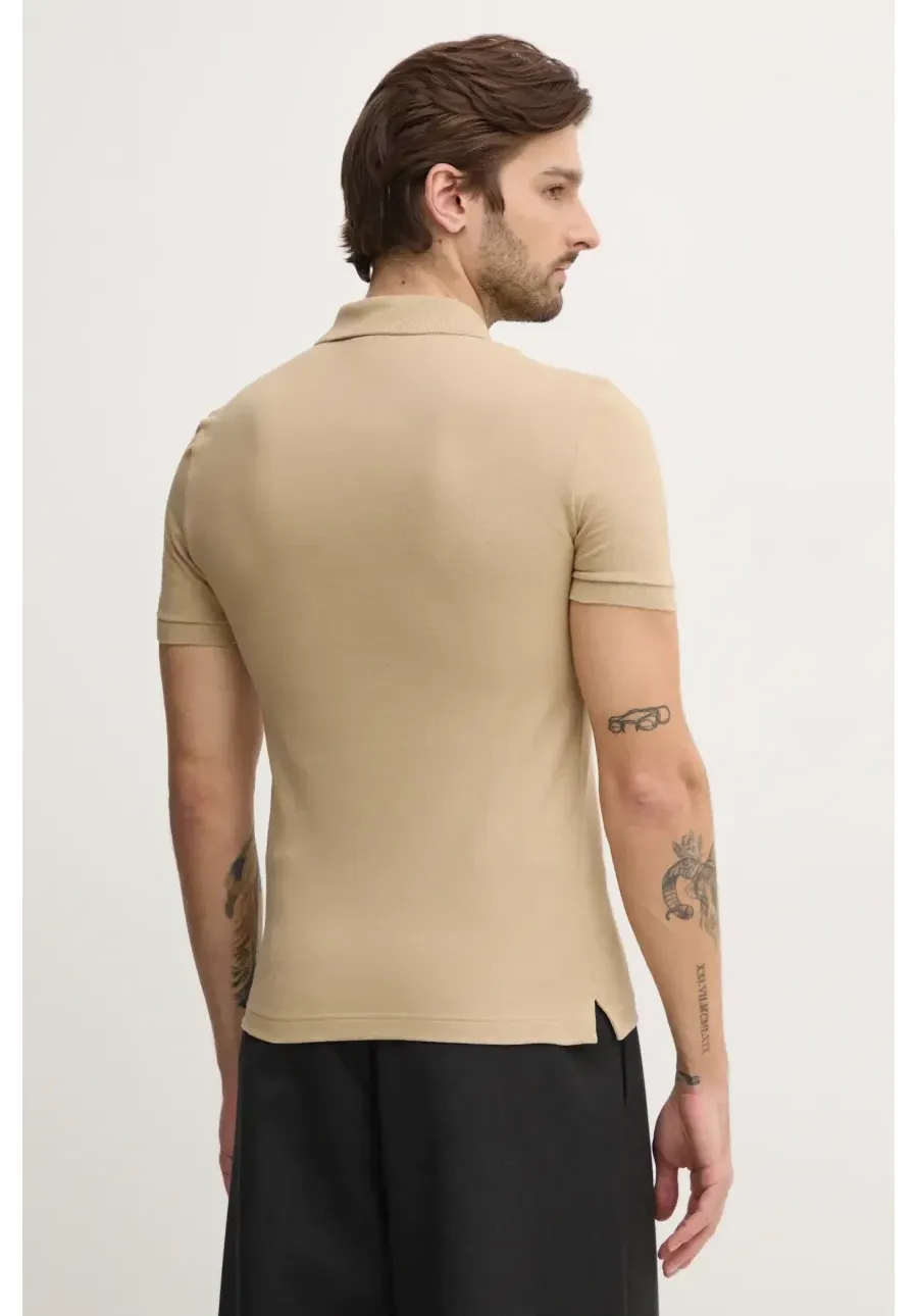obrazek 1 Lacoste polo bawełniane Koszulka Lacoste Pique Polo Shirt PH4012 02S kolor beżowy gładki PH4012