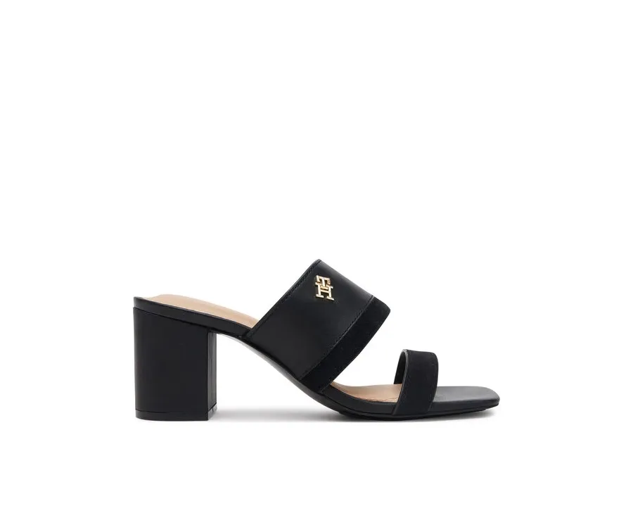 obrazek 1 Tommy Hilfiger Klapki Leather & Suede Block Heel Mule FW0FW08530 Czarny