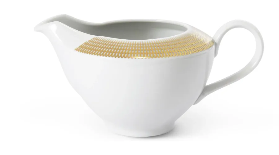 obrazek 1 Nowoczesny porcelanowy dzbanek na mleko ze złotym zdobieniem - Leander