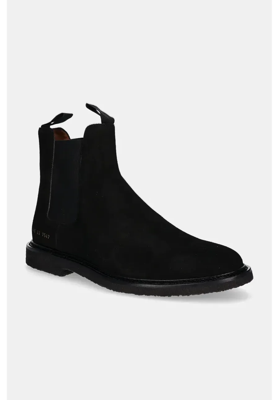 obrazek 1 Common Projects sztyblety zamszowe Chelsea in Waxed Suede męskie kolor czarny 2446.7547