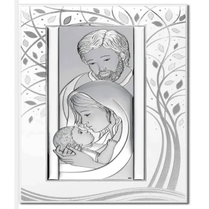 Picture A unique silver painting depicting the Holy Family 12.3x17.8 cm