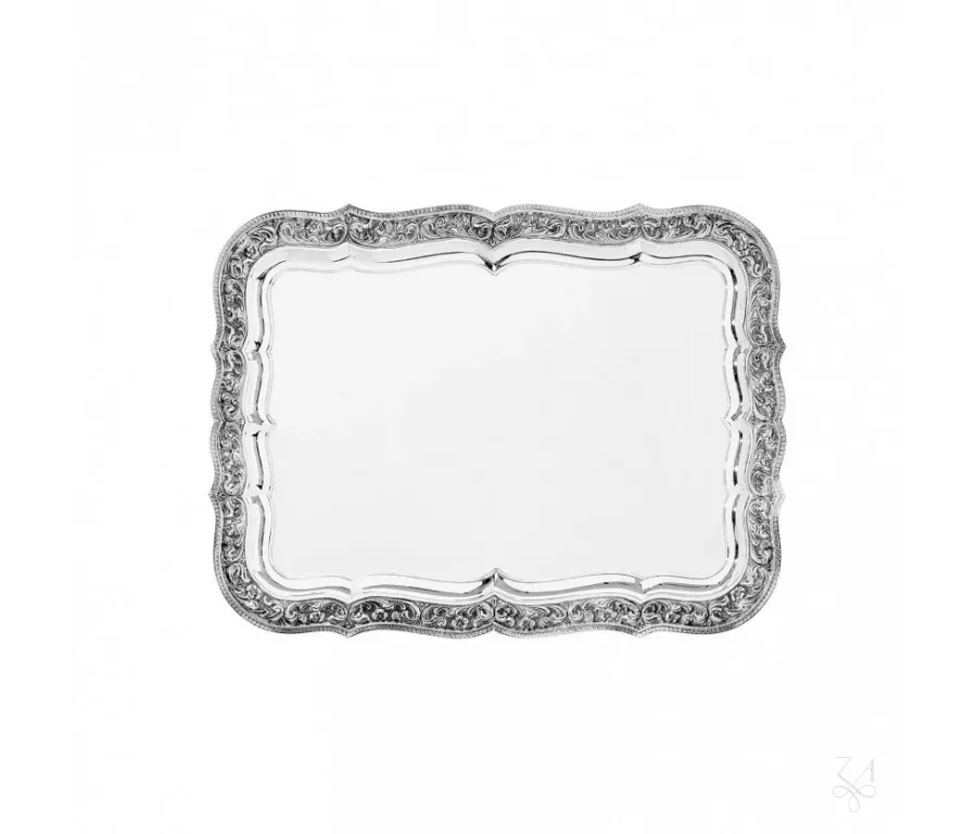 obrazek 1 Luksusowa prostokątna srebrna taca Signature Italy - Zaramella Argenti