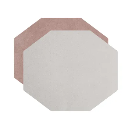 Zdjęcie Skórzana ośmiokątna podkładka stołowa w kolorze perłowym i pudrowego różu