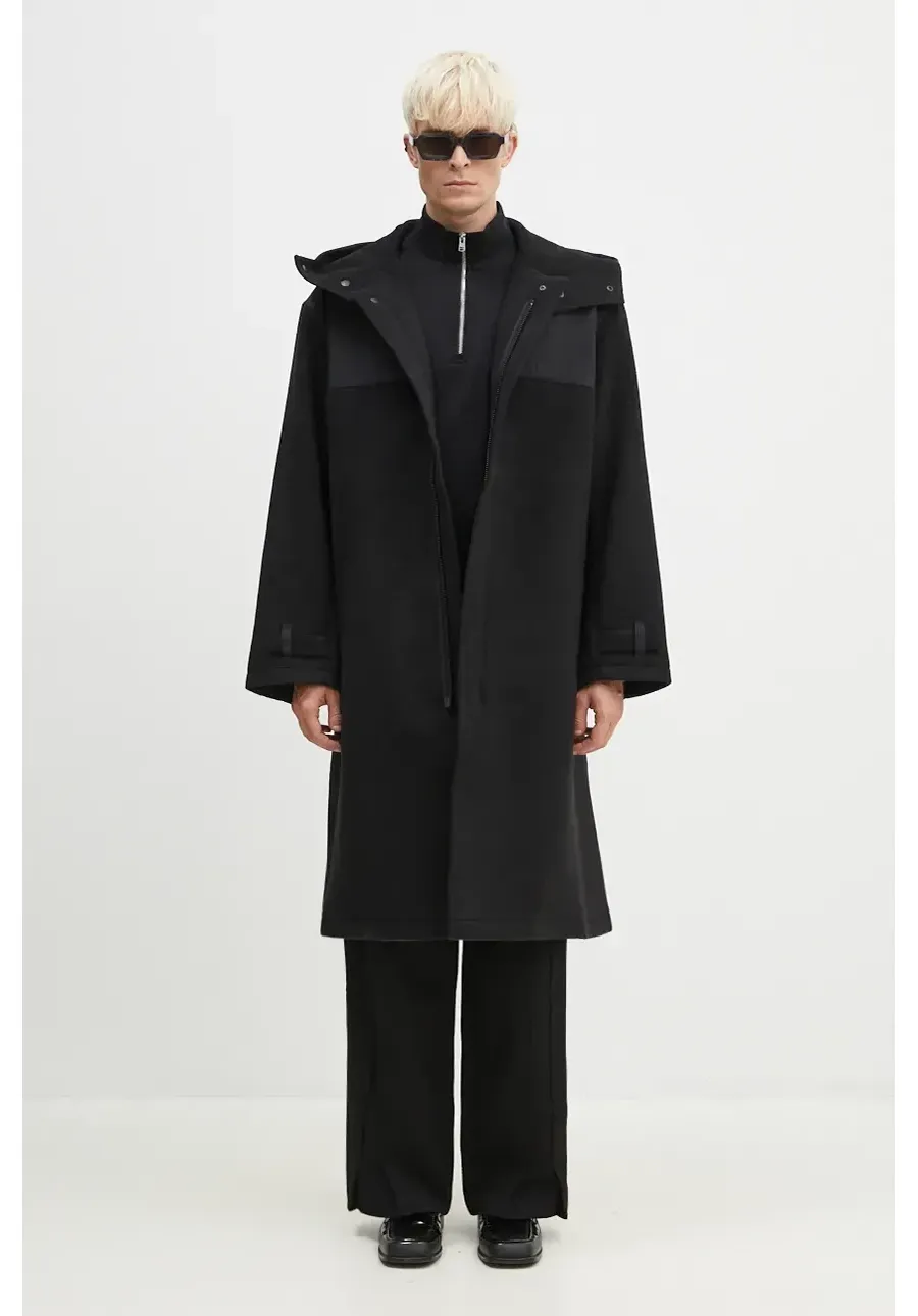 obrazek 1 Y-3 płaszcz wełniany Mellton Coat kolor czarny przejściowy oversize IW7500