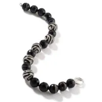 Zdjęcie Naszyjnik Srebro rodowe Białe cyrkonie Czarny agat Czarna emalia