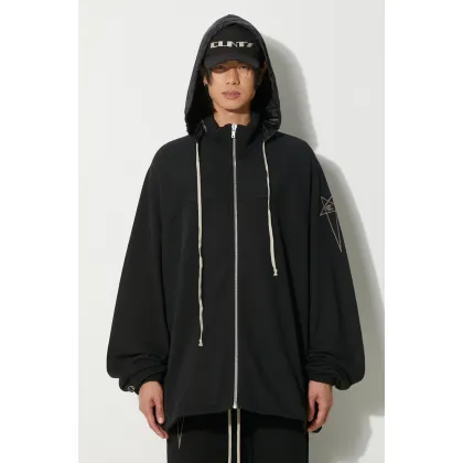 Zdjęcie Rick Owens bluza bawełniana x Champion Jumbo Windbreaker męska kolor czarny z kapturem z aplikacją CM01D0467