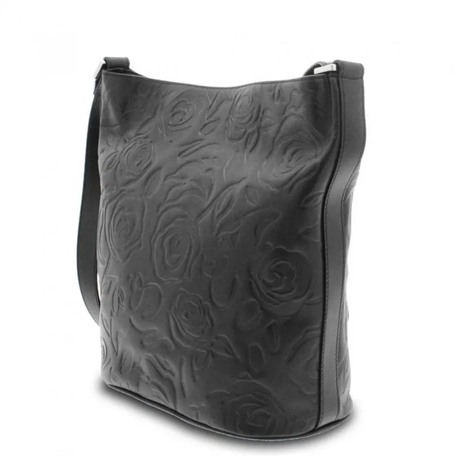 obrazek 3 Skórzana czarna torebka na ramię - Giudi