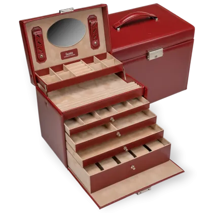 Zdjęcie Kuferek na biżuterię Nancy Amadora ze skóry naturalnej - kolor czerwony