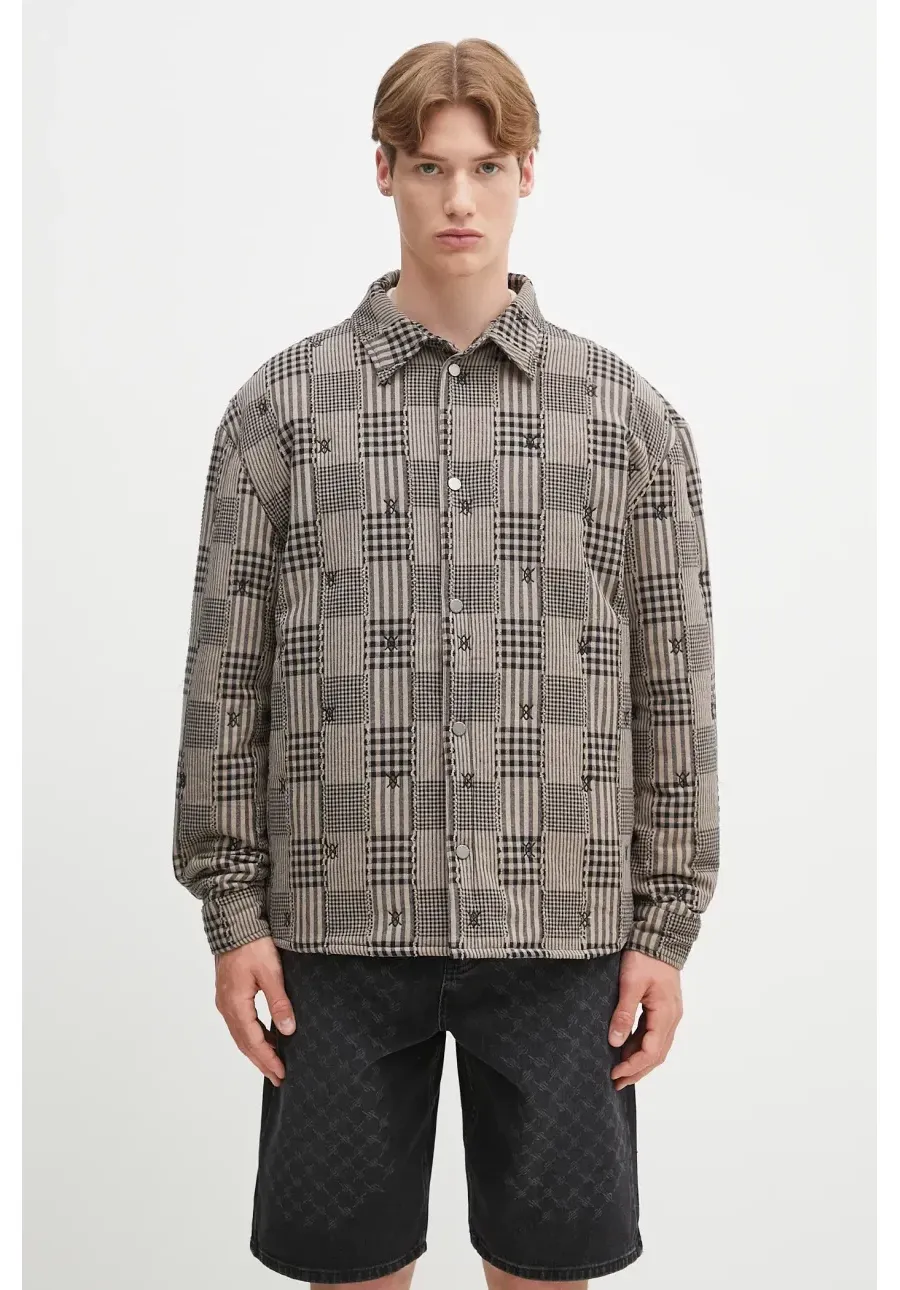 obrazek 1 Daily Paper kurtka Quilted Shield Ls Shirt kolor beżowy przejściowa 2511020