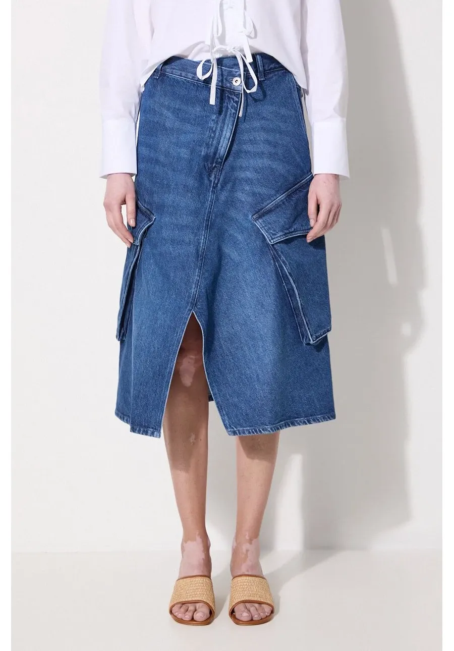 obrazek 1 JW Anderson spódnica jeansowa Cargo Pocket Midi Skirt kolor granatowy midi rozkloszowana DK0021.PG1560.800