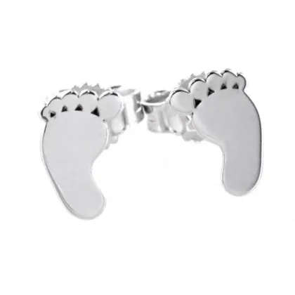 Zdjęcie Kolczyki w kształcie dziecięcych nóżek z białego złota