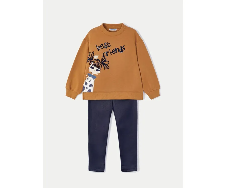 obrazek 1 Mayoral Komplet bluza i legginsy 4708 Brązowy Regular Fit