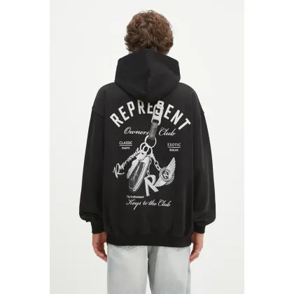 Zdjęcie Represent bluza bawełniana Keys To The Club Hoodie męska kolor czarny z kapturem z nadrukiem MLM4240.001