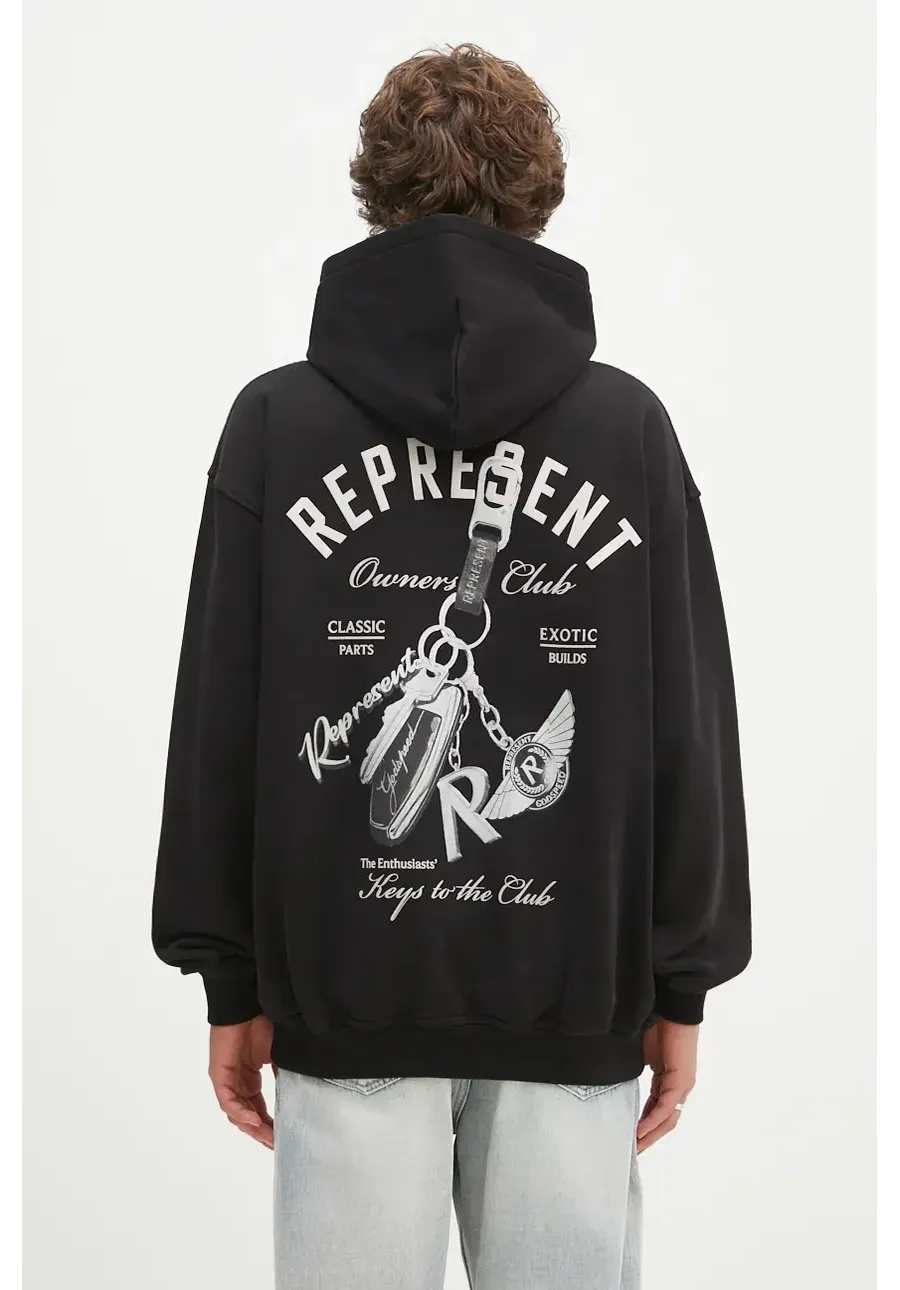 obrazek 1 Represent bluza bawełniana Keys To The Club Hoodie męska kolor czarny z kapturem z nadrukiem MLM4240.001