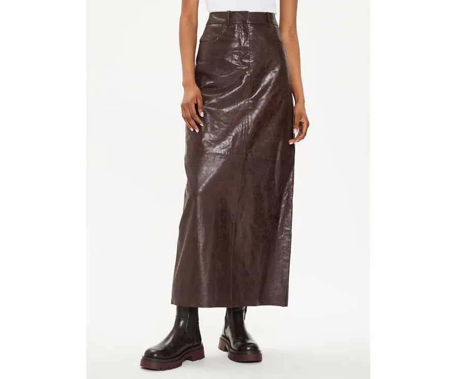 obrazek 1 Gestuz Spódnica skórzana 10908393 Brązowy Relaxed Fit