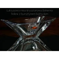 Zdjęcie Misa kryształowa Bohemia z bursztynem prostokąt