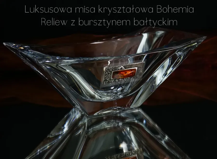 obrazek 1 Misa kryształowa Bohemia z bursztynem prostokąt