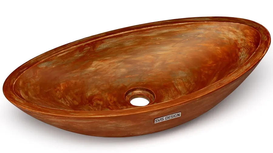 obrazek 2 Ekskluzywna umywalka 60 cm ORION BASIC – AGED METAL, miedziany i brązowy, lakier matowy