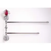 Picture Classic Krome Brass Double Towel Bar with Italian Crystal Rose - Il Paralume Marina