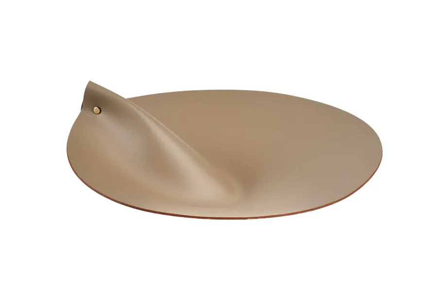 obrazek 1 Skórzana pokrywka do koszyka Ø30 cm w kolorze cappuccino