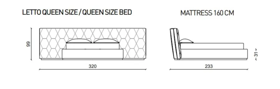 obrazek 4 Designerskie łóżko Cesar z szerokim zagłówkiem, queen size - Ulivi Salotti