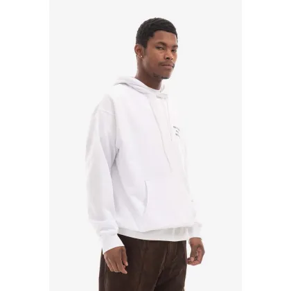Zdjęcie Drôle de Monsieur bluza bawełniana Hoodie Santa męska kolor biały z kapturem z nadrukiem HO121.WHITE-WHITE