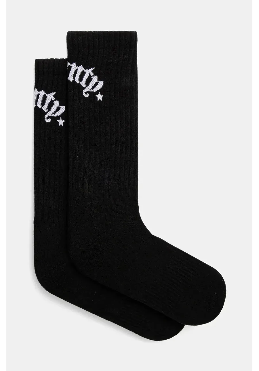 obrazek 1 Marcelo Burlon skarpetki County Goth Short Socks Black White męskie kolor czarny CMRA015S25KNI0031001