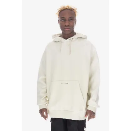 Zdjęcie 1017 ALYX 9SM bluza bawełniana Printed Logo Treated męska kolor beżowy z kapturem z nadrukiem BLAFWBE03GRF-GREY