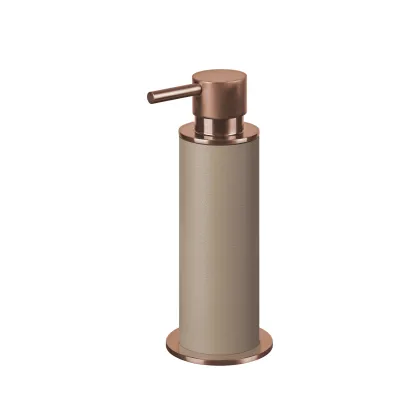 Picture Stylish leather dispenser Ø7xH19 cm in cappuccino color