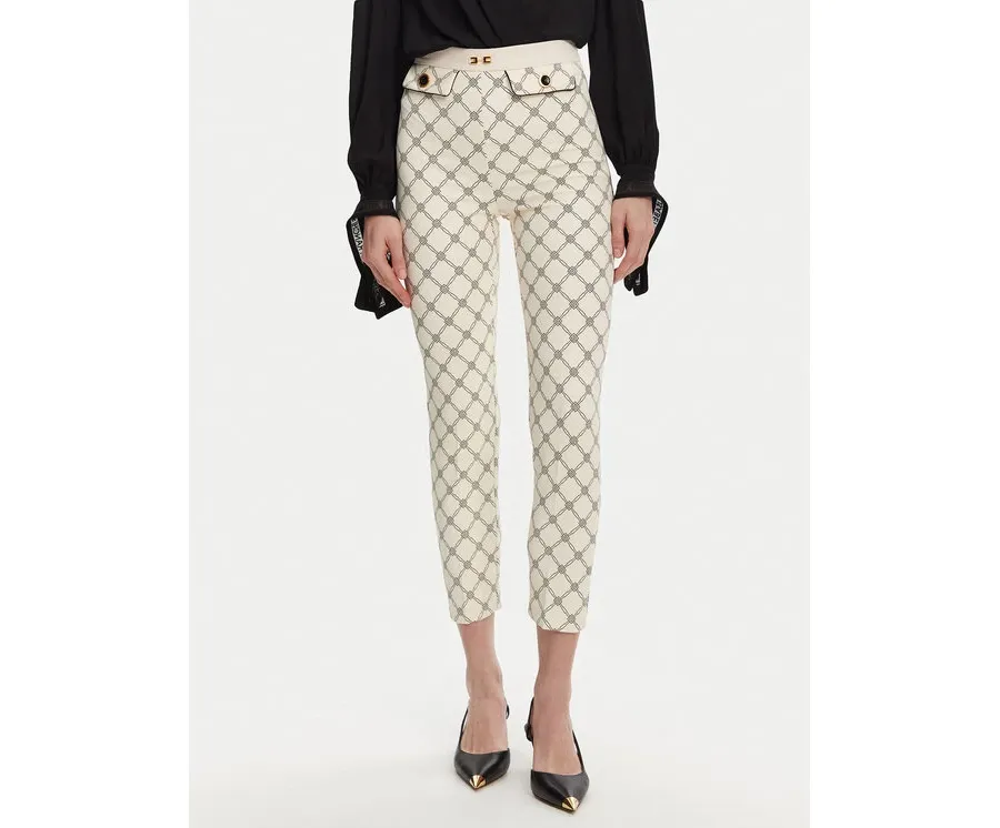 obrazek 1 Elisabetta Franchi Spodnie materiałowe PA-S71-51E2 Écru Regular Fit