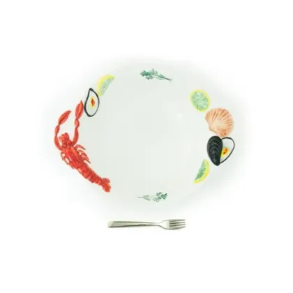 Zdjęcie Duża ręcznie malowana miska na zupę lub makaron zdobiona motywem homara - Le Ceramiche
