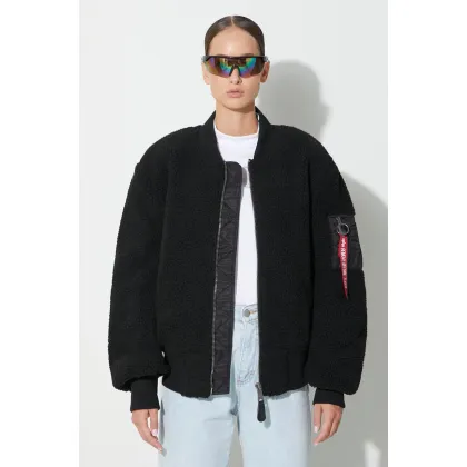 Zdjęcie Alpha Industries kurtka bomber Ma-1 Teddy damski kolor czarny przejściowa oversize 108102.03-Black