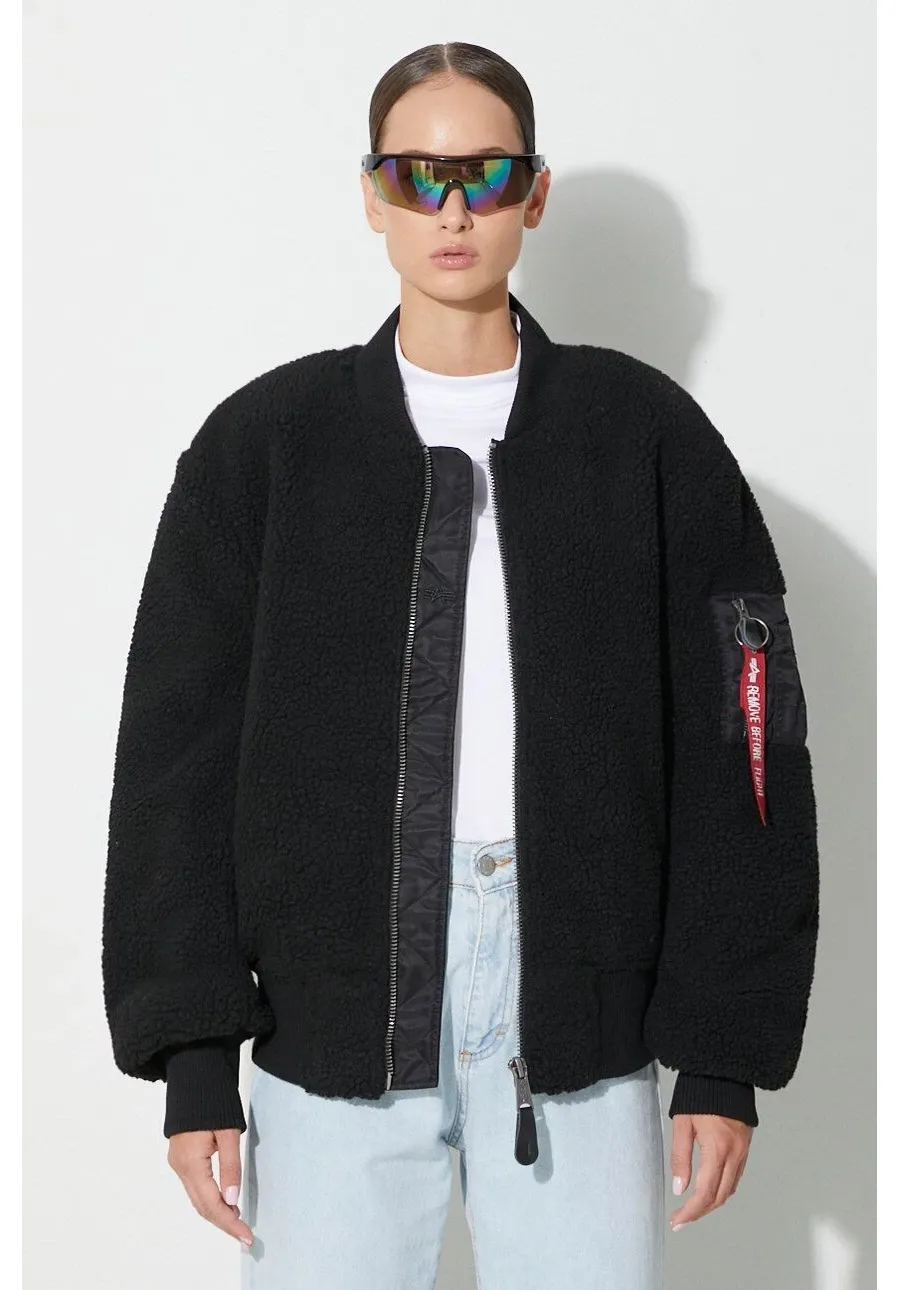 obrazek 1 Alpha Industries kurtka bomber Ma-1 Teddy damski kolor czarny przejściowa oversize 108102.03-Black