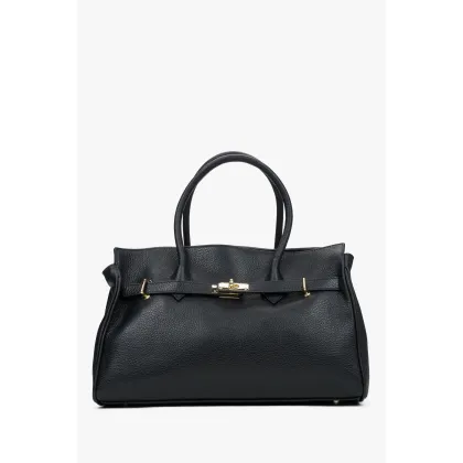 Zdjęcie Estro: Duża czarna torebka damska z włoskiej skóry naturalnej Premium