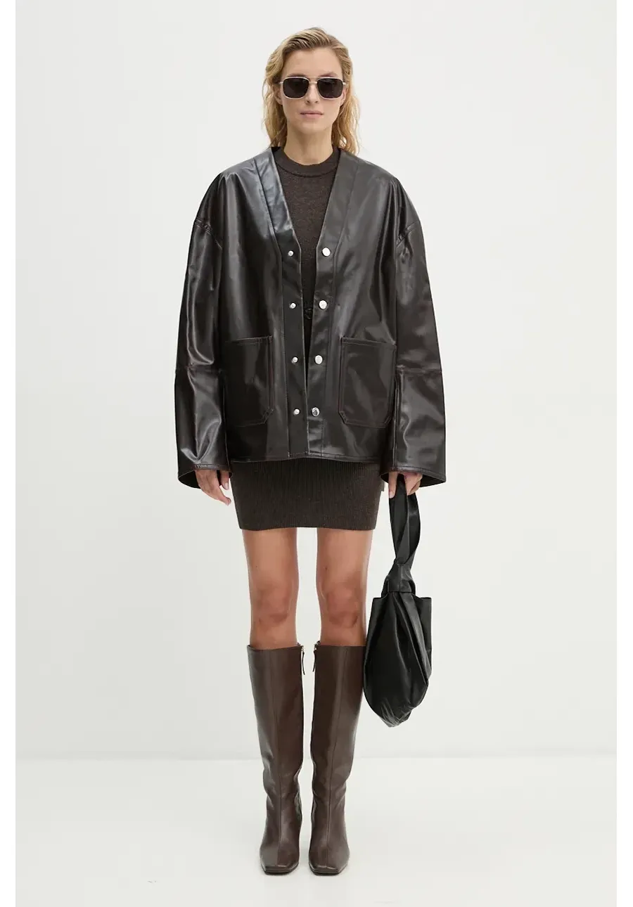 obrazek 1 Nanushka kurtka EDEE damska kolor brązowy przejściowa oversize NU24PFJK00878