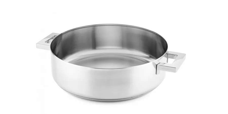 obrazek 3 Designerski duży płytki garnek ze stali nierdzewnej 32 cm