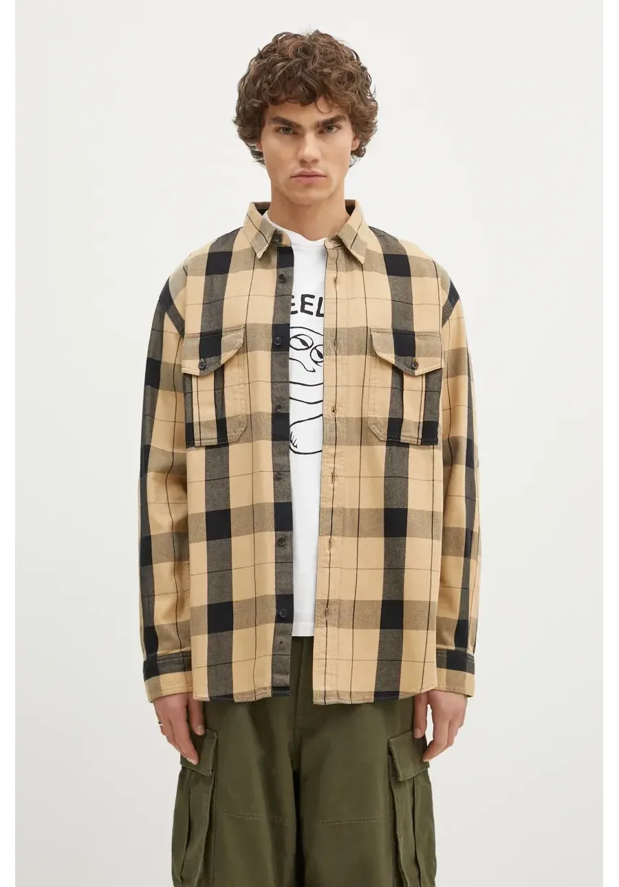 obrazek 1 Filson koszula bawełniana Vintage Alaskan Guide Shirt męska kolor beżowy relaxed z kołnierzykiem klasycznym FMCAM0013